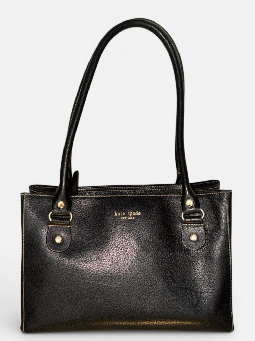 VTG Kate Spade Wellesly Quinn Tote Black Boarskin Textured Leather Shoulder Bag - Picture 3 of 9